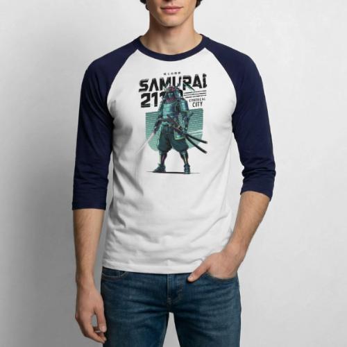 Cyber Samurai 2110: Glowing Katana Warrior - Unisex Baseball T-Shirt