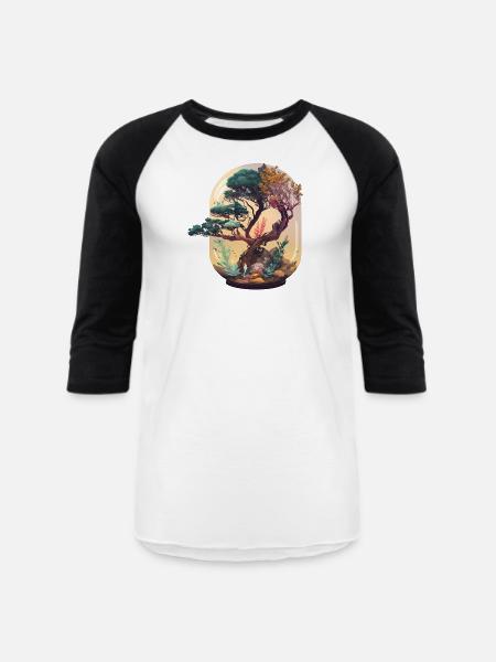 Bonsai Tree Terrarium - Unisex Baseball T-Shirt - white/black