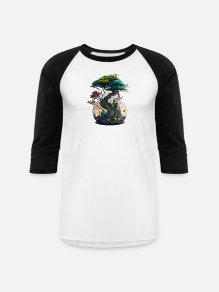 Bonsai Tree Terrarium - Unisex Baseball T-Shirt - white/black