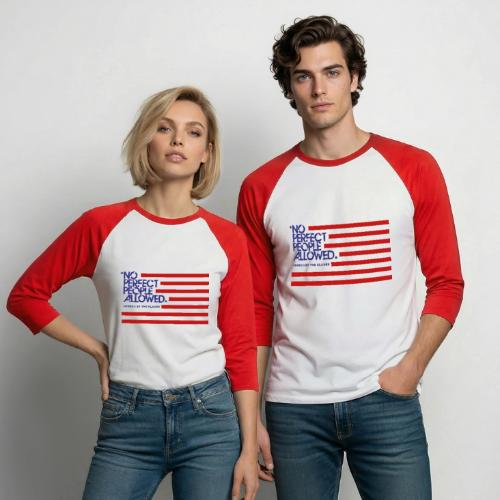 No Perfect People Allowed US Flag - Unisex Baseball T-Shirt