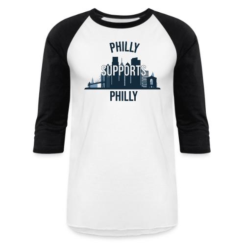 Philly Supports Philly skyline blue transparentbg - Unisex Baseball T-Shirt