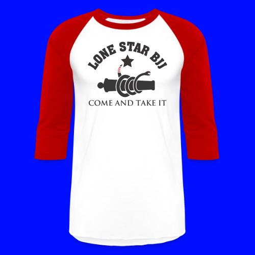 Lone Star BJJ - Come and Take It - Black and Red - Unisex Baseball T-Shirt