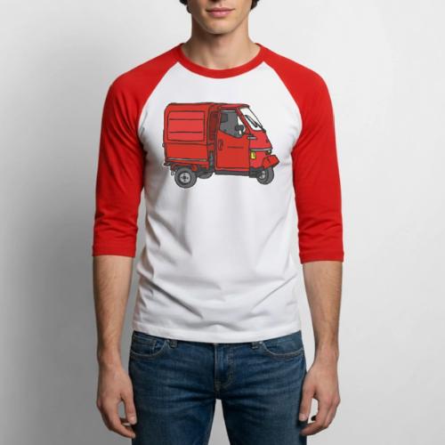 Red tricycle transporter, old three-wheeled van - Unisex Baseball T-Shirt