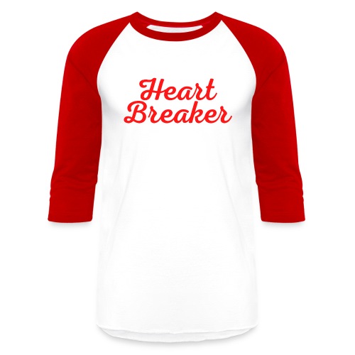Heart Breaker in cursive handwriting - Unisex Baseball T-Shirt
