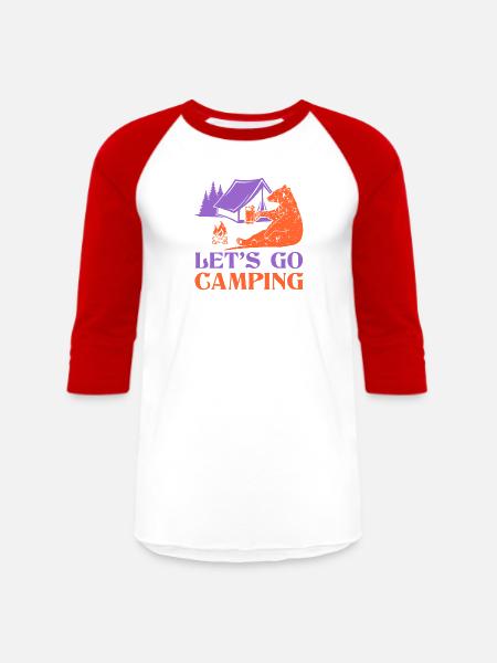 Lets Go Camping - Unisex Baseball T-Shirt - white/red