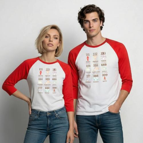 Mystic Angel Numbers Spiritual Symbols on Gildan - Unisex Baseball T-Shirt