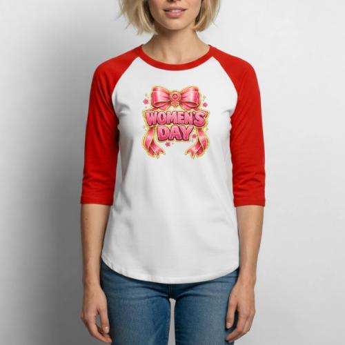 Cute Pink Bow Women’s Day Feminist Symbol - Unisex Baseball T-Shirt