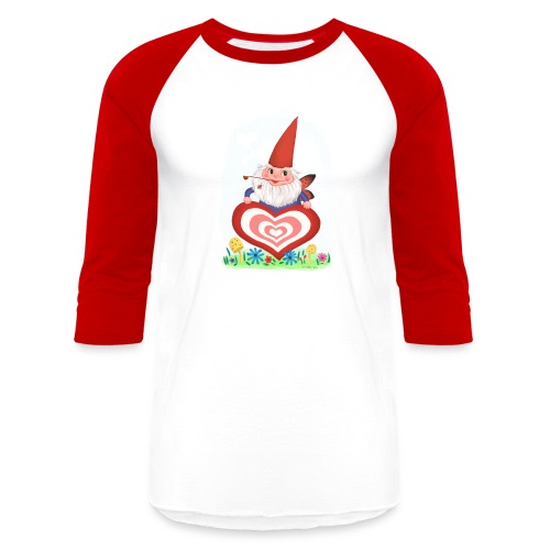 Gnome and Heart - Unisex Baseball T-Shirt