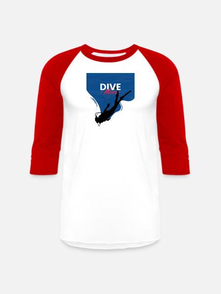Dive More - Unisex Baseball T-Shirt - white/red