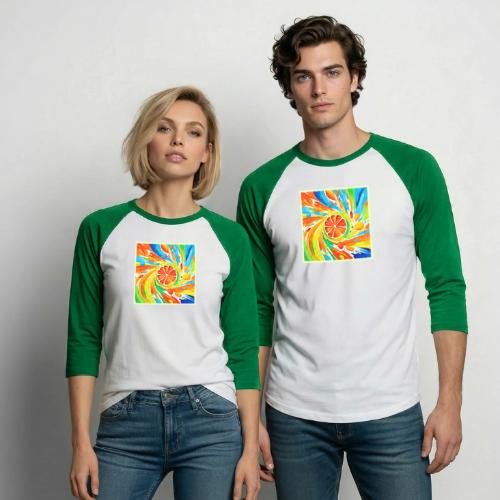 Citrus swirling Splash Design - Unisex Baseball T-Shirt