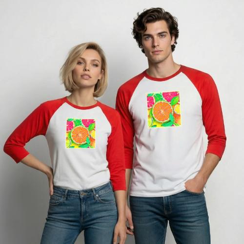 Colorful Citrus Pop Art - Unisex Baseball T-Shirt