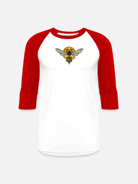 Sunlit Hornet Emblem - Unisex Baseball T-Shirt - white/red