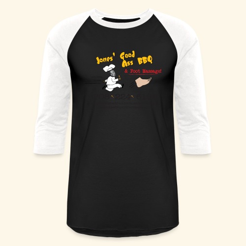 Jones Good Ass BBQ and Foot Massage logo - Unisex Baseball T-Shirt