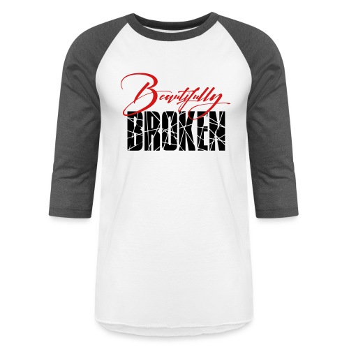 Beautifully Broken - Red & Black print - Unisex Baseball T-Shirt