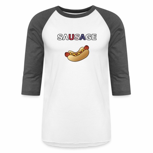 Patriotic BBQ Sausage - Unisex Baseball T-Shirt
