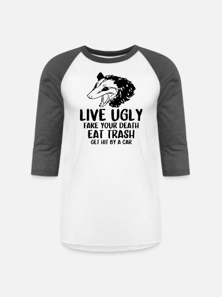 OPOSSUM QUOTES - Unisex Baseball T-Shirt - white/charcoal