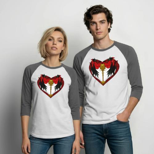 Angela's Valentine Heart - Unisex Baseball T-Shirt