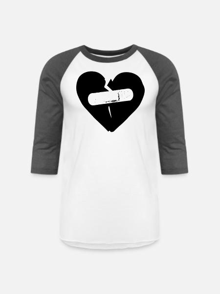 broken hearted - Unisex Baseball T-Shirt - white/charcoal
