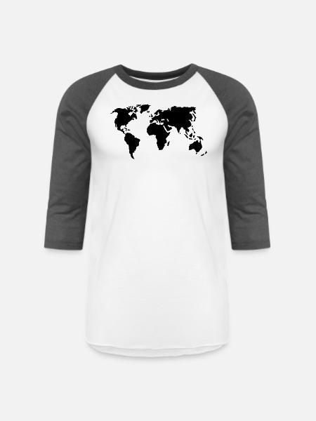 World Map - Unisex Baseball T-Shirt - white/charcoal