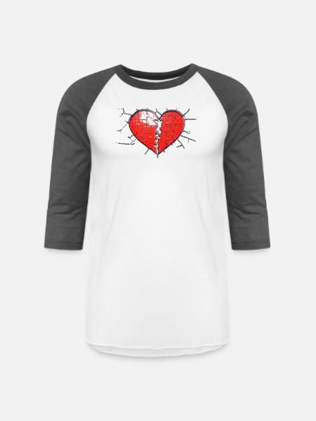 "Missing Pieces" - Unisex Baseball T-Shirt - white/charcoal