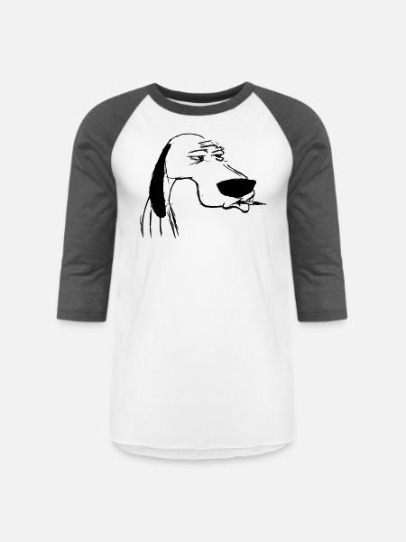 smoking dog - Unisex Baseball T-Shirt - white/charcoal