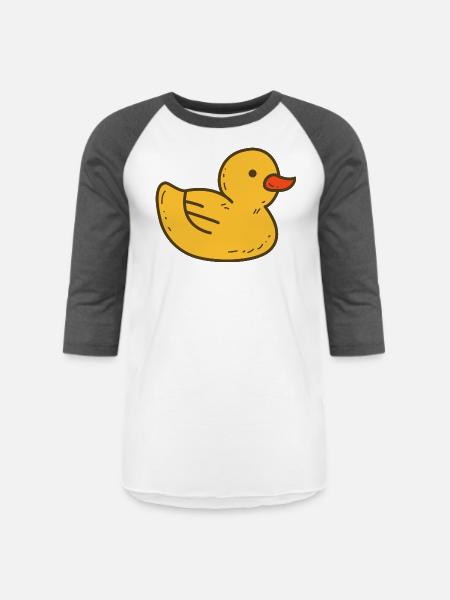 Illustrated Yellow Rubber Ducky - Unisex Baseball T-Shirt - white/charcoal