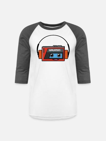 walkman - Unisex Baseball T-Shirt - white/charcoal