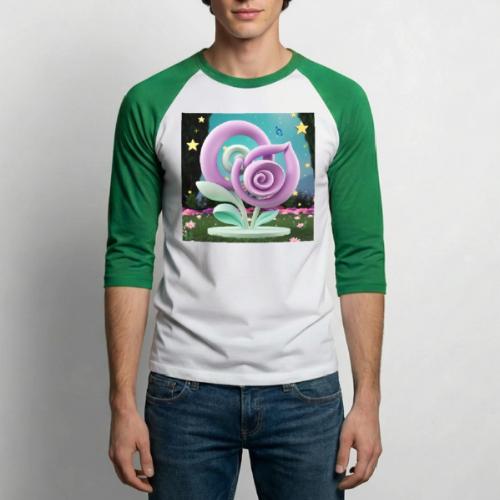 Lila Bloom | Double Floral Eco-Inspired Art - Unisex Baseball T-Shirt
