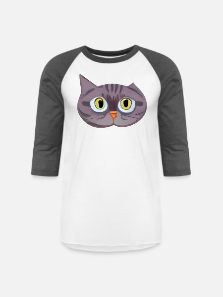 Cute Cat Face - Unisex Baseball T-Shirt - white/charcoal