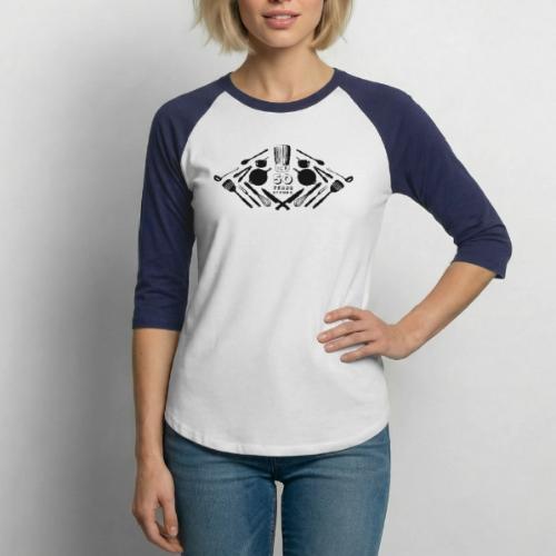 50th Anniversary Utensils - Black - Unisex Baseball T-Shirt