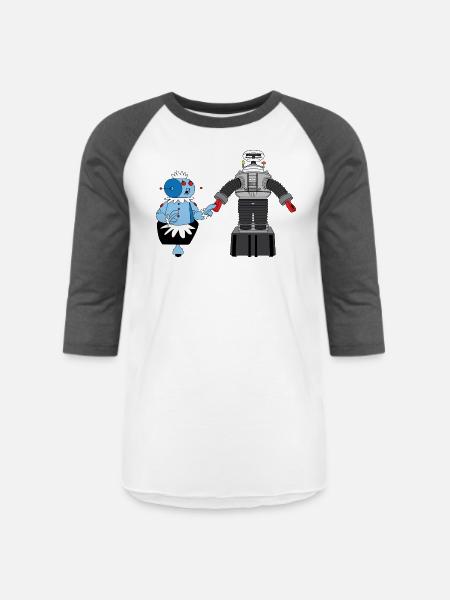Rosie and Lost in Space Robot - Unisex Baseball T-Shirt - white/charcoal