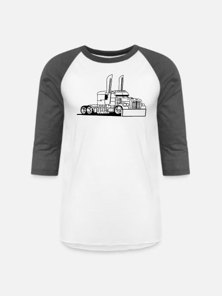 Comic style truck - Unisex Baseball T-Shirt - white/charcoal