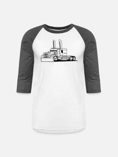 Comic style truck - Unisex Baseball T-Shirt - white/charcoal