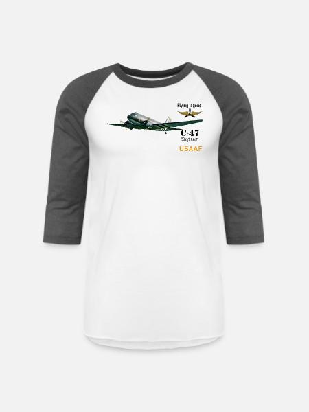 C-47 - Unisex Baseball T-Shirt - white/charcoal