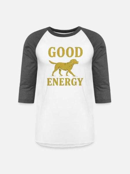 Good Energy Dog Illustration - Unisex Baseball T-Shirt - white/charcoal