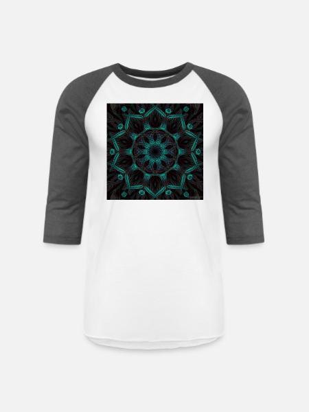 Neon Mandala Fractal Bloom - Unisex Baseball T-Shirt - white/charcoal