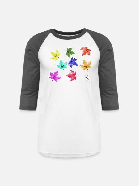 Prismatic Autumn Maple Leaves - Unisex Baseball T-Shirt - white/charcoal