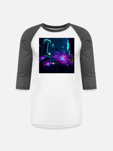Neon Veins - Unisex Baseball T-Shirt - white/charcoal