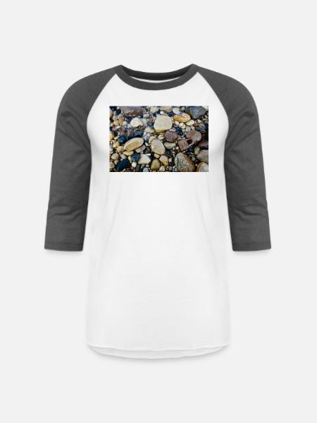 wet beach with lock - Unisex Baseball T-Shirt - white/charcoal