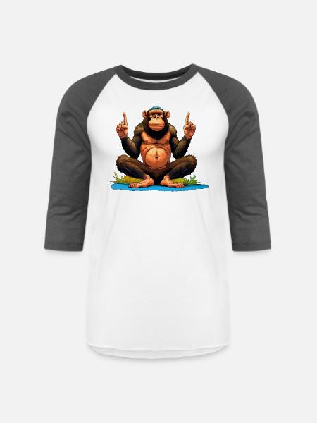 Monkey Yoga / Yogi Monkey - Unisex Baseball T-Shirt - white/charcoal