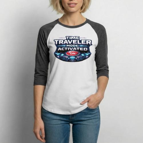 Time Traveler Mode – Futuristic Neon Sci-Fi Tee - Unisex Baseball T-Shirt