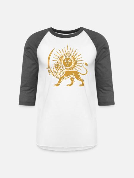 Solar Crowned Lion Emblem - Unisex Baseball T-Shirt - white/charcoal