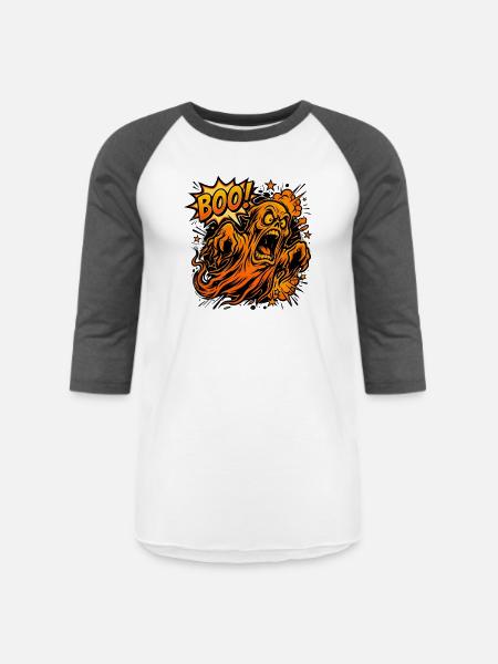 Scary Screaming Ghost Boo Halloween - Unisex Baseball T-Shirt - white/charcoal