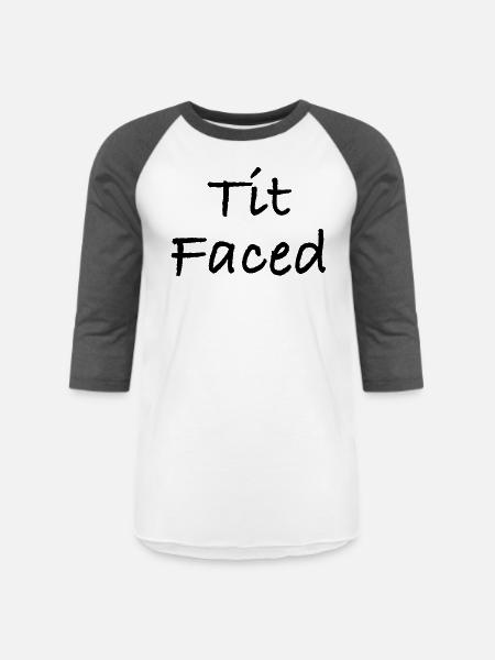 Tit Faced - Unisex Baseball T-Shirt - white/charcoal