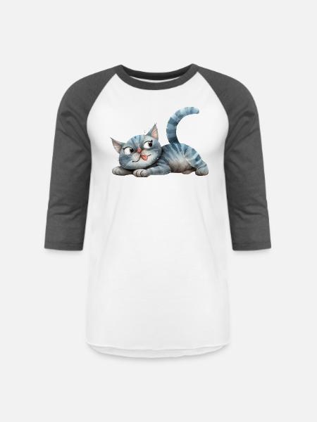 Funny Cat - Unisex Baseball T-Shirt - white/charcoal