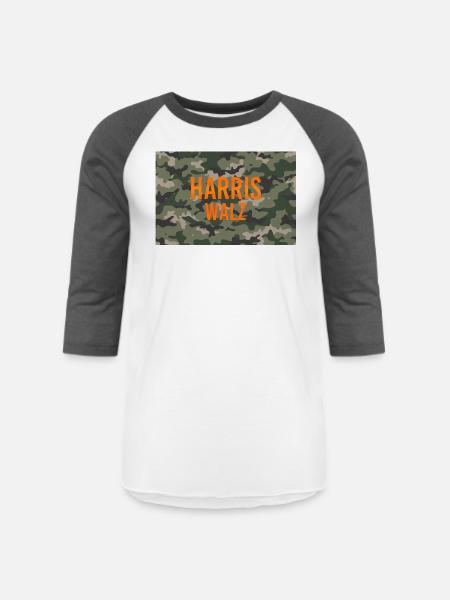 Harris Walz Camo Logo - Unisex Baseball T-Shirt - white/charcoal