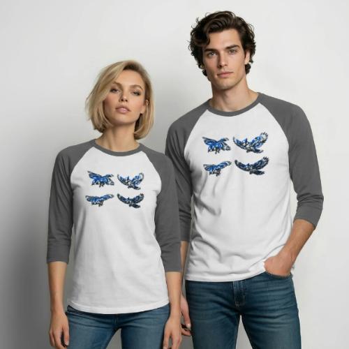 Silver Blue Jay Flight Stages - Unisex Baseball T-Shirt