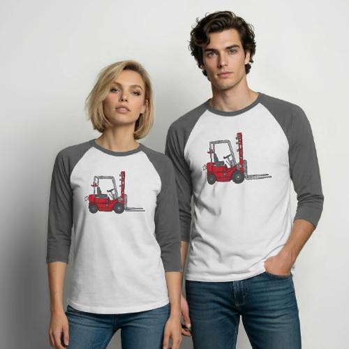 Red Fork-lift truck, stacker truck - Unisex Baseball T-Shirt