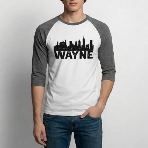 Wayne Skyline Black Wayne Michigan MI City Design - Unisex Baseball T-Shirt