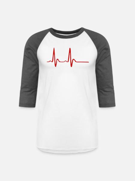 Heartbeat, ECG, EKG - Unisex Baseball T-Shirt - white/charcoal
